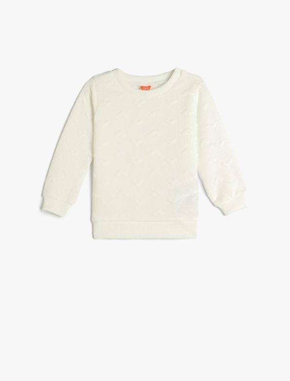Girls' Basic Long Sleeve Sweatshirt with Heart Detail
