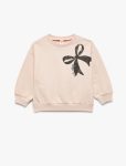 Girls' Long Sleeve Crew Neck Ribbon Print Fleece Cotton Sweatshirt