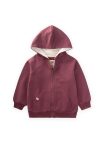 Hooded Zippered Cardigan for Ages 1-14 in Plum