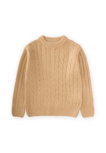 Braided Knit Sweater for Ages 1-8 Mustard Yellow