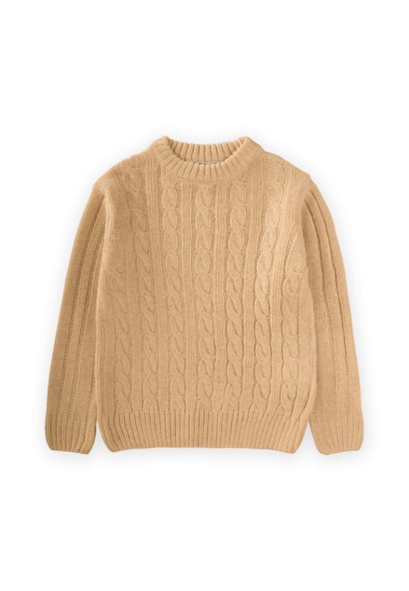 Braided Knit Sweater for Ages 1-8 Mustard Yellow