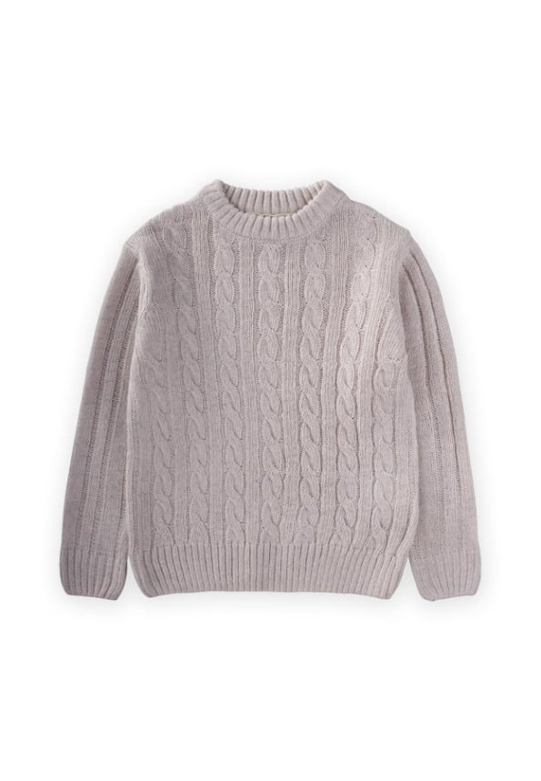 Braided Knit Sweater for Ages 1-8 in Beige
