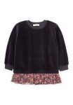 Velvet Panel Girls Sweatshirt 2-12 Years Black