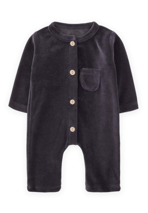 Velvet Romper 0-3 Years Charcoal