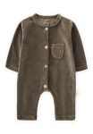 Velvet Jumpsuit for Ages 0-3 in Olive Green