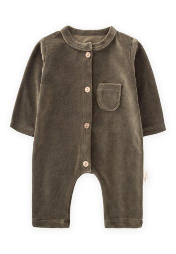 Velvet Jumpsuit for Ages 0-3 in Olive Green