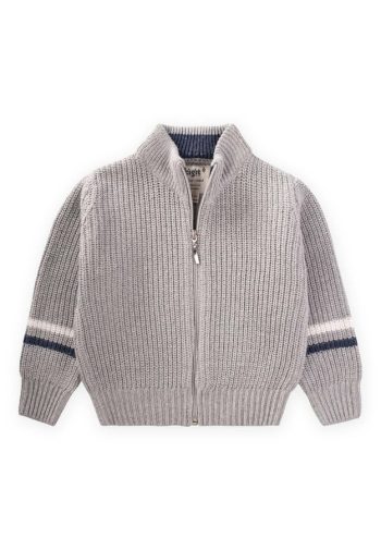 Zippered Knit Cardigan 2-9 Years Grey