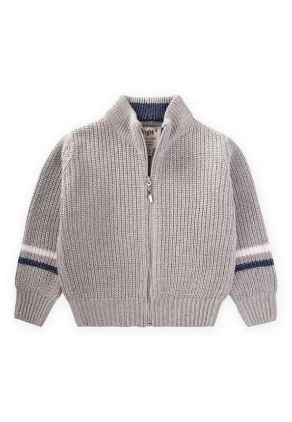 Zippered Knit Cardigan 2-9 Years Grey