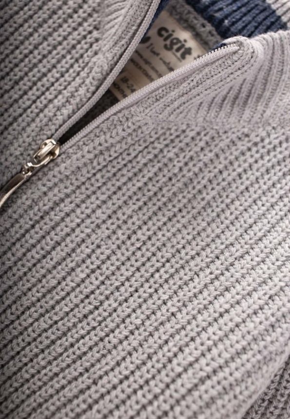 Zippered Knit Cardigan 2-9 Years Grey