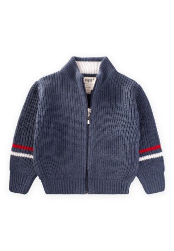 Zippered Knit Cardigan for Ages 2-9 Indigo Blue