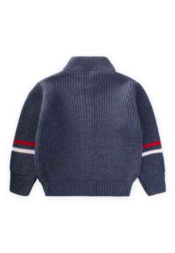 Zippered Knit Cardigan for Ages 2-9 Indigo Blue