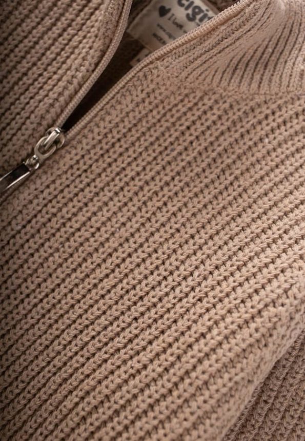 Zippered Knit Cardigan 2-9 Years Beige