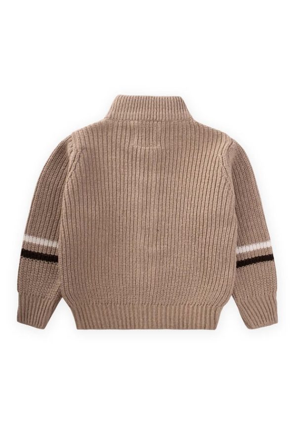 Zippered Knit Cardigan 2-9 Years Beige