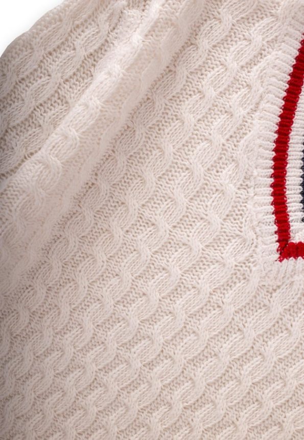 Braided V-Neck Sweater for Ages 2-9 in Ecru