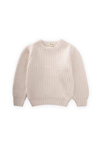 Round Neck Knit Sweater 2-8 Years Cream