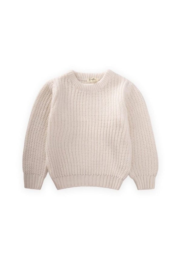 Round Neck Knit Sweater 2-8 Years Cream