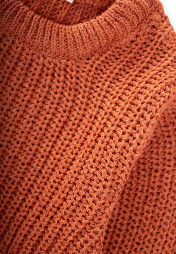 Crew Neck Knit Sweater for Ages 2-8 in Terracotta