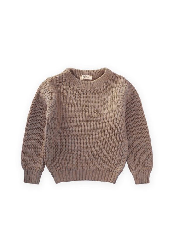 Round Neck Knit Sweater for Ages 2-8 - Mink