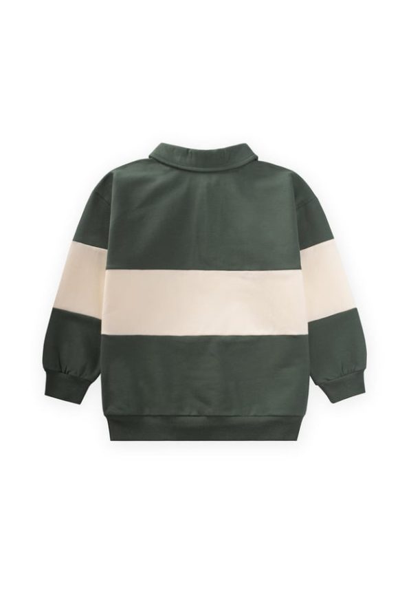 Polo Collar Printed Sweatshirt for Ages 4-12 in Olive Green