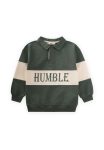 Polo Collar Printed Sweatshirt for Ages 4-12 in Olive Green
