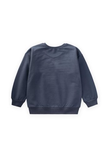 Flower Embroidered Sweatshirt for Ages 2-7 in Navy Blue