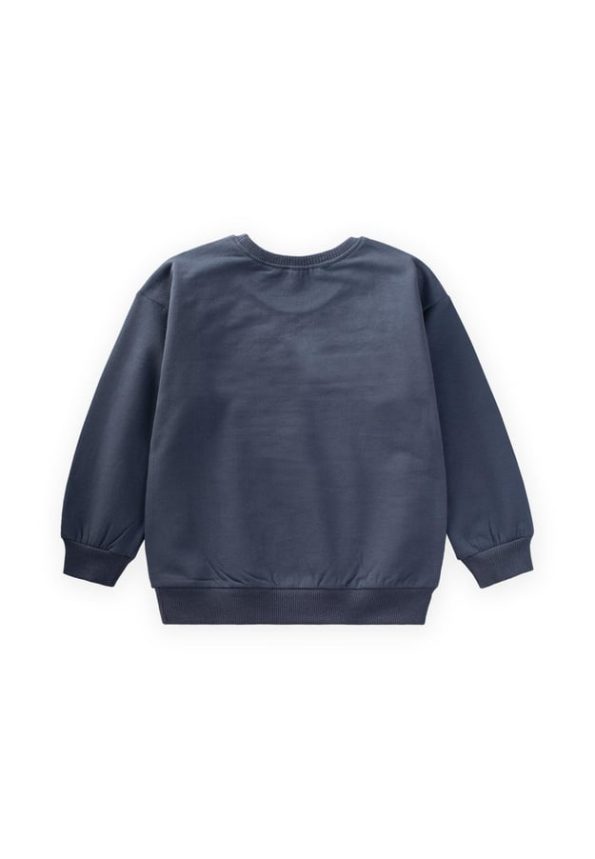 Flower Embroidered Sweatshirt for Ages 2-7 in Navy Blue