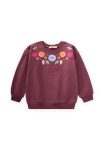 Embroidered Flower Sweatshirt for Ages 2-7 in Plum