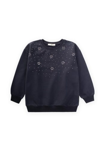 Stone Detail Sweatshirt for Ages 4-12 in Anthracite