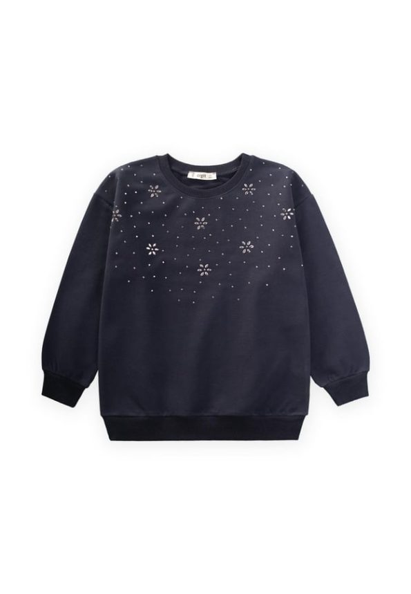 Stone Detail Sweatshirt for Ages 4-12 in Anthracite