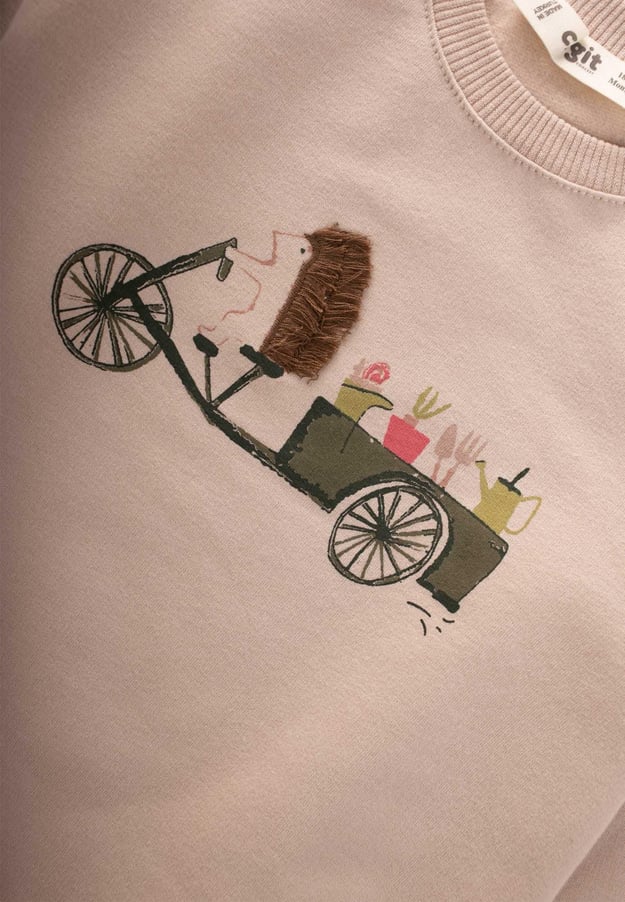 81410-5021kirpi-baskili-sweatshirt-tak-8435-.jpg Hedgehog Printed Sweatshirt Set 0-5 Years Beige