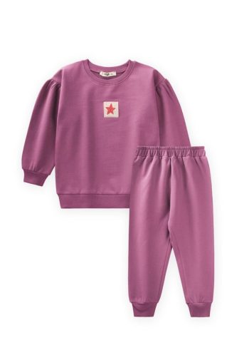 Detailed Tag Sweatshirt Set for Ages 1-7 in Fuchsia