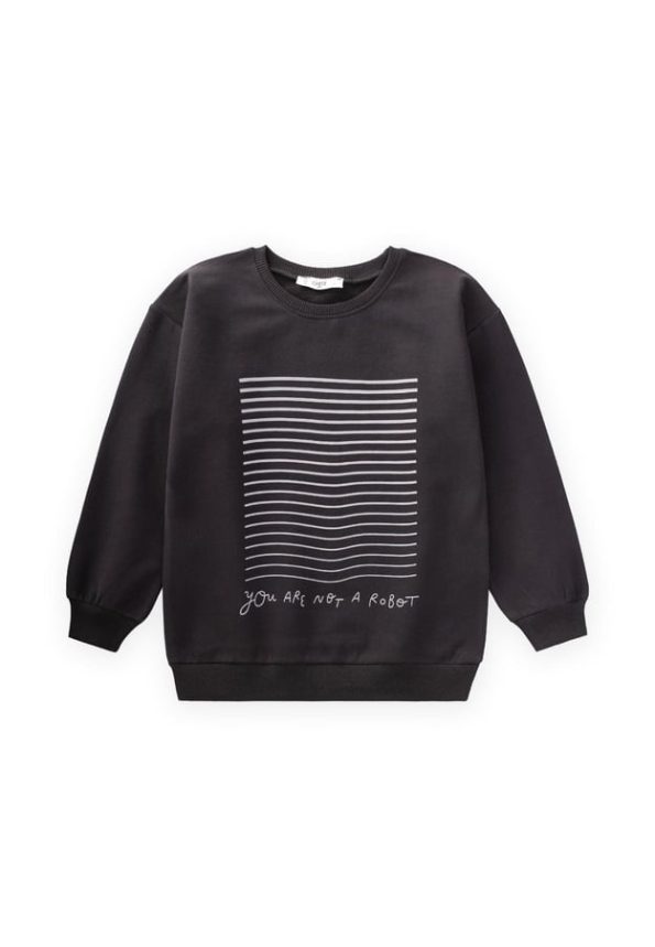 Printed Sweatshirt for Ages 4-12 Black