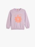 Girls' Floral Print Long Sleeve Cotton Sweatshirt