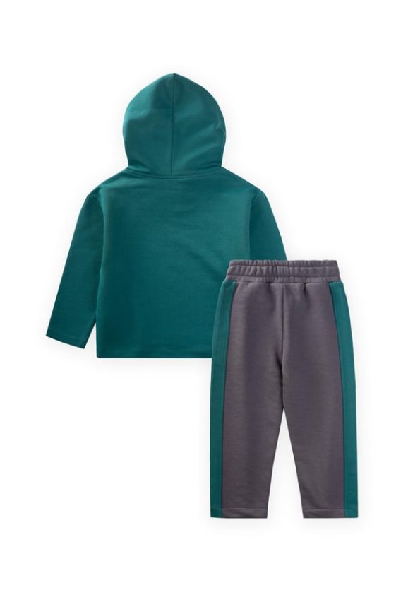Hooded Sweatshirt Set for Ages 1-8 in Petrol Green and Anthracite