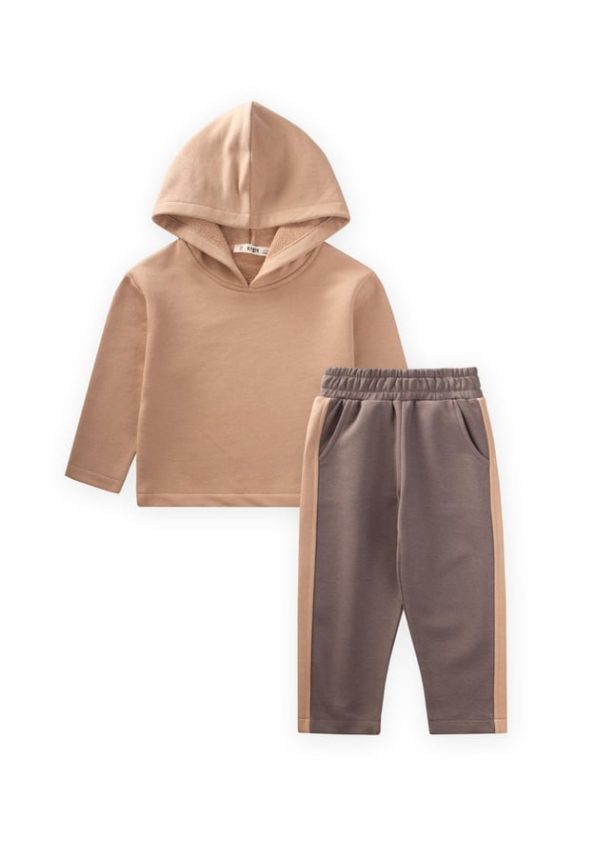 Hooded Sweatshirt Set for Ages 1-8 Beige, Taupe