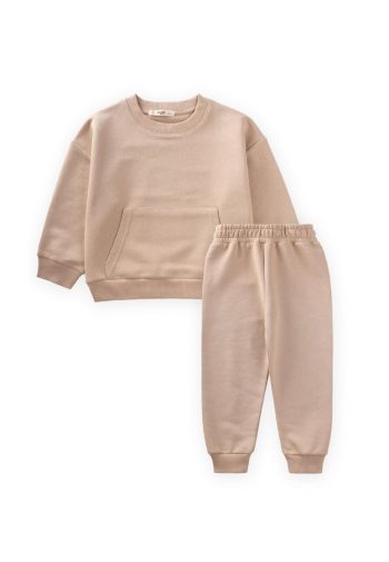 Beige Sweatshirt Set for Ages 1-8