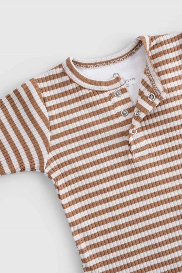 Adjustable Snap-Button Modal Baby Bodysuit Long Sleeve Brown