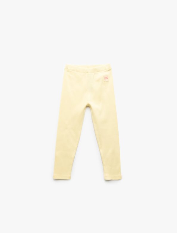 Cotton Label Detail Basic Leggings for Baby Girls