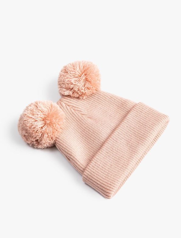 Girls' Pom-Pom Knit Beanie