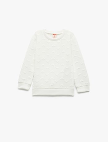 Heart Print Long Sleeve Crew Neck Sweatshirt for Baby Girls