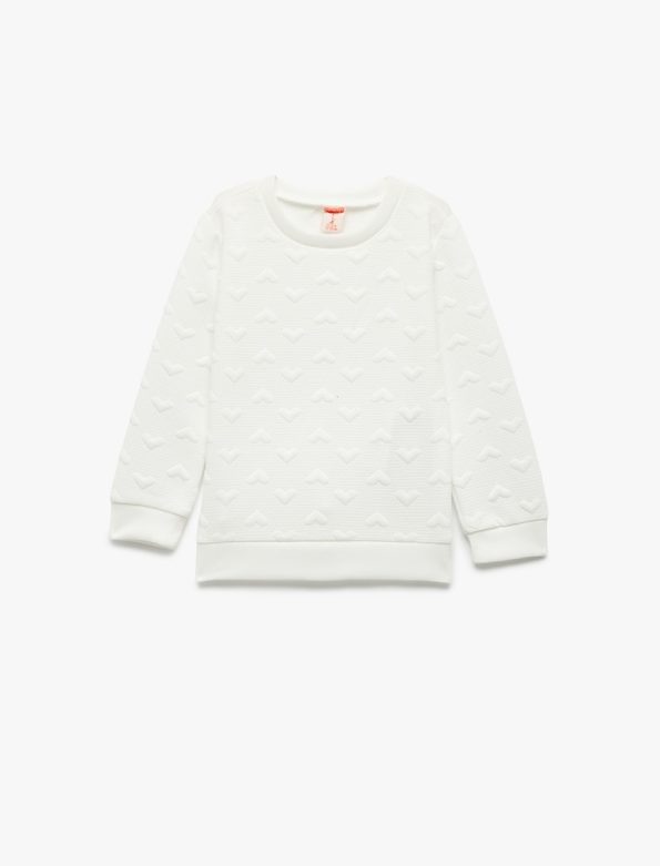 Heart Print Long Sleeve Crew Neck Sweatshirt for Baby Girls