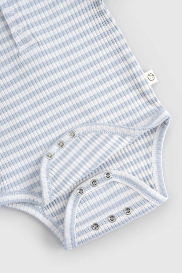 Adjustable Snap-Closure Modal Baby Bodysuit Long Sleeve Blue