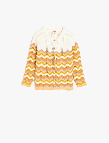 Girls' Long Sleeve Patterned Knit Cardigan