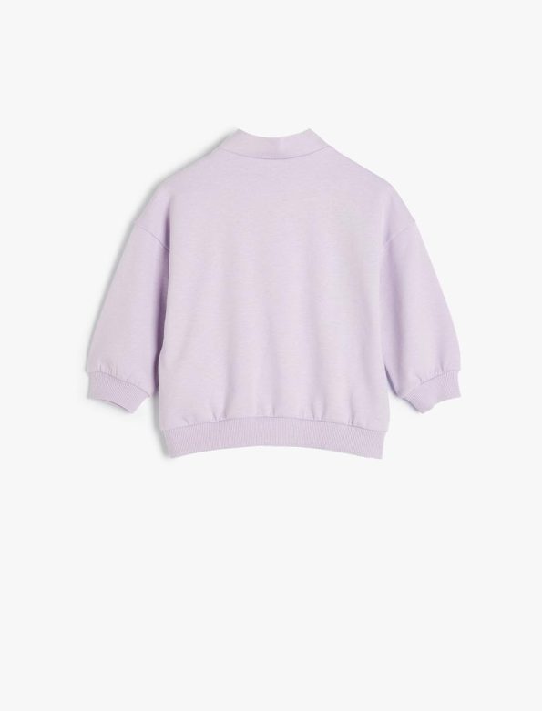 Girls' Baby Sweatshirt with High Neck and Half Zipper