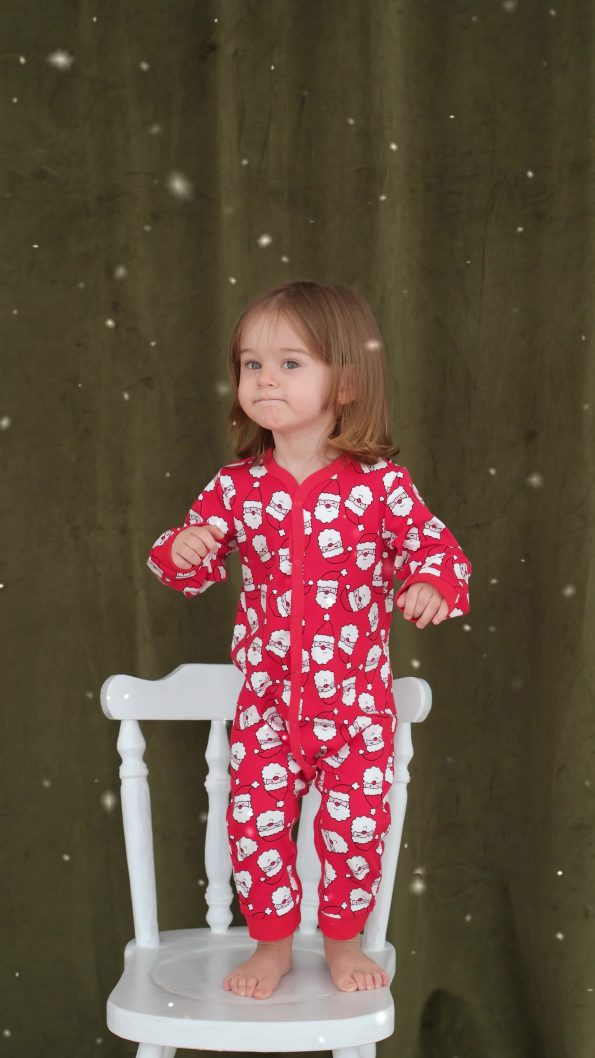 Lilabio 100% Cotton Christmas Themed Santa Print Red Romper