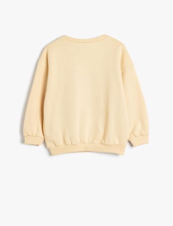 Girls' Cotton Sweatshirt with Flower Applique Detail