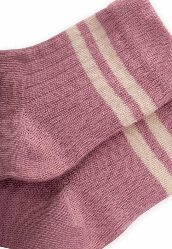 Raw Striped Socks for Ages 3-8 Dusty Pink