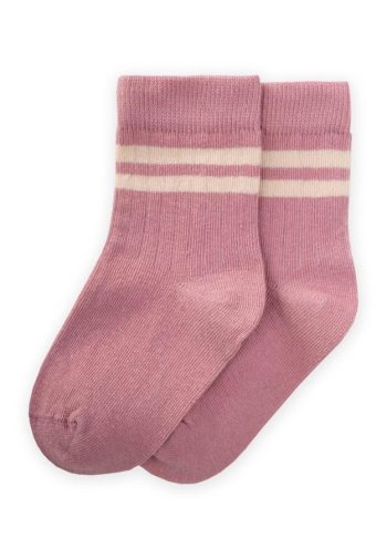 Raw Striped Socks for Ages 3-8 Dusty Pink