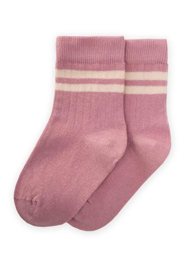 Raw Striped Socks for Ages 3-8 Dusty Pink