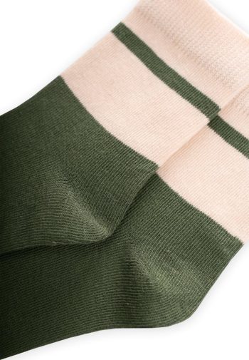 Two-Tone Socks for Ages 3-8 Olive Green